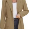 6156poTj_kL._AC_SL1500-1.jpg Women Open Front Blazers Long Sleeve Casual OL Office Slim Buttonless Suit Jacket with Pockets