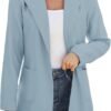 6166rq1mQpL._AC_SL1500-1.jpg Women Open Front Blazers Long Sleeve Casual OL Office Slim Buttonless Suit Jacket with Pockets