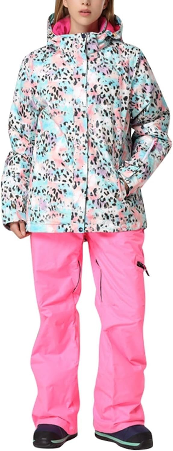 Women's Ski Suit Waterproof Women's Ski Wear Windproof Warm Adult Hardshell Climbing Wear Outdoor Ski Wear Suit