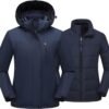 Women's 3 in 1 Ski Jacket Mountain Waterproof Windproof Winter Snow Coat Hike Snowboarding Jackets Hooded Warm Raincoat