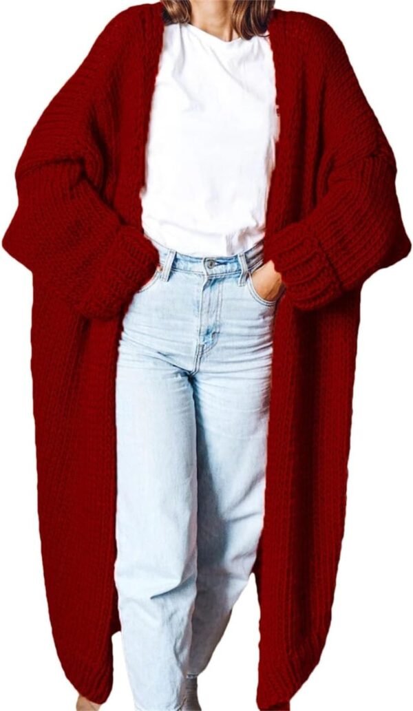 61_Gcp4gAkL._AC_SL1440.jpg Fashion Women Sweaters Autumn Winter Solid Knitted Cardigan Medium Long Sweater Coat Women Knitwears