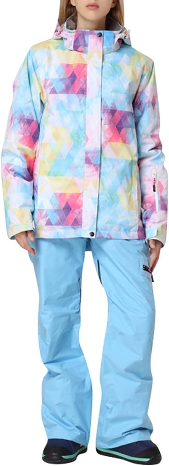 Women's Ski Suit Waterproof Women's Ski Wear Windproof Warm Adult Hardshell Climbing Wear Outdoor Ski Wear Suit