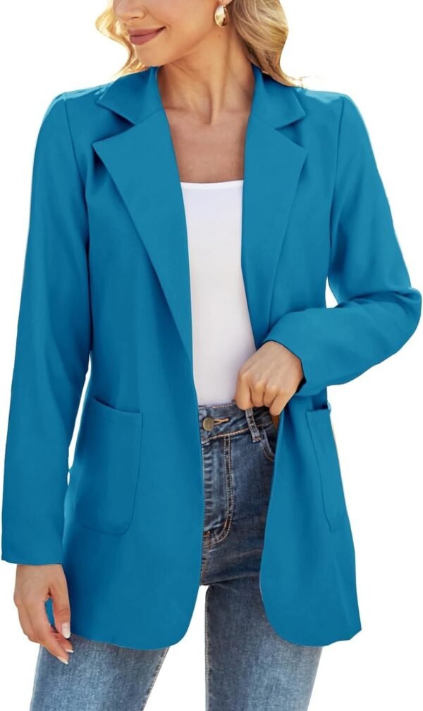 61fv3_KIK3L._AC_SL1500-1.jpg Women Open Front Blazers Long Sleeve Casual OL Office Slim Buttonless Suit Jacket with Pockets