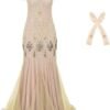 Women Evening Dress 1920s Flapper Cocktail Mermaid Plus Size Formal Gown with Long Gloves