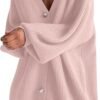 Womens Oversized Sweater Cardigan Fashion Solid Color Knitwear Long Sleeves Pearl Buttons Knit Coat Blouse Tops
