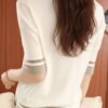 Contrast Trim Mock Neck Sweater, Casual Half Sleeve Pullover Sweater For Spring & Summer, Women's Clothing
