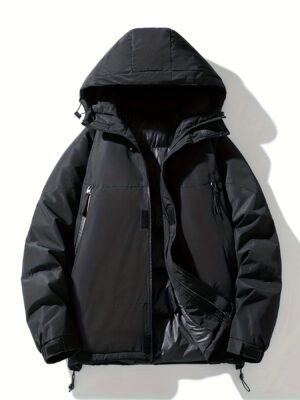 6474e72079b41115c59cd4d97b8df579-1.jpg Fashion Zip Up Outdoor Padded Jacket, Warm Windproof Waterproof Hooded Jacket