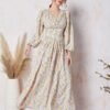 Floral Print V Neck Dress, Elegant Long Sleeve Dress For Spring & Summer, Women's Clothing