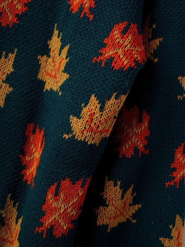 Maple Leaf Pattern Crew Neck Sweater, Casual Long Sleeve Stylish Pullover Sweater, Women's Clothing