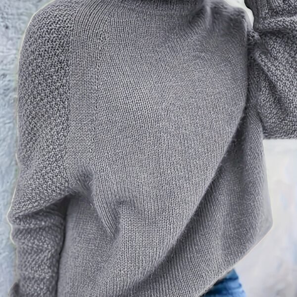 Solid Turtle Neck Loose Pullover Sweater, Casual Long Sleeve Raglan Shoulder Sweater, Women's Clothing