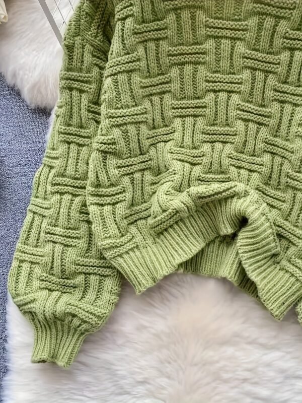 Solid Crew Neck Pullover Sweater, Casual Long Sleeve Loose Sweater For Fall & Winter, Women's Clothing