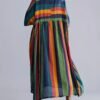 Plus Size Colorblock Stripe Print Loose Dress, Casual 3/4 Sleeve Dress For Spring & Summer, Women's Plus Size Clothing