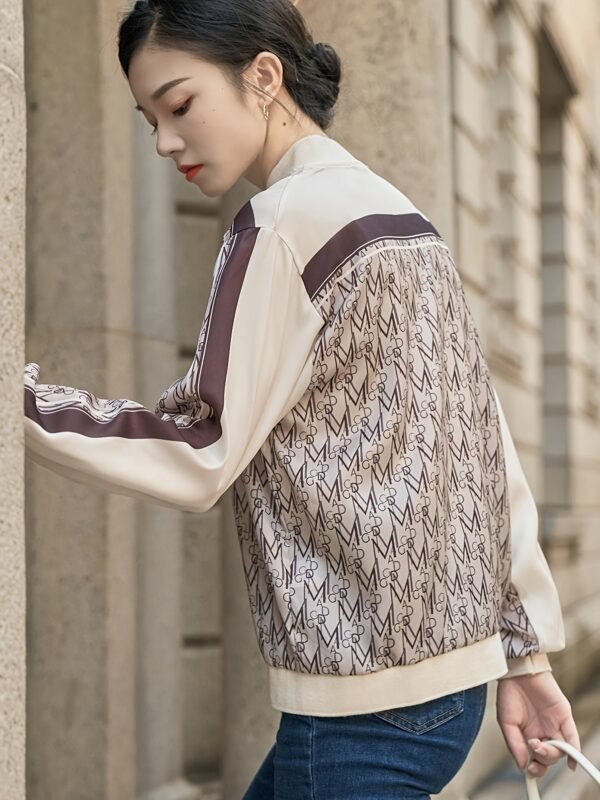 Allover Zip Up Jacket, Casual Long Sleeve Jacket For Spring & Fall, Women's Clothing