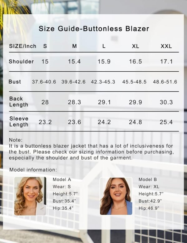 71H4qUQoPKL._AC_SL1500-1.jpg Women Open Front Blazers Long Sleeve Casual OL Office Slim Buttonless Suit Jacket with Pockets