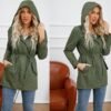 Women's Ligtweight Jackets Anorak Utility Drawstring Waist Hoodie Zip Up Fall Casual Coat with Pockets
