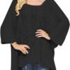 Fall Sweater Women's Knitwear Crewneck Long Sleevel Shawl Cape Sweater 2023 Fashion Pullover Sweater