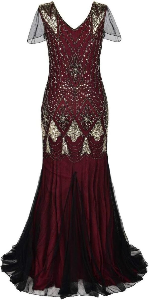 Women Evening Dress 1920s Flapper Cocktail Mermaid Plus Size Formal Gown with Long Gloves