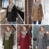 Windproof Sherpa Lined Outerwear for Women Winter, Fashion Fleece Hooded Overcoat with Pockets, Warm and Thicken Parka Jacket