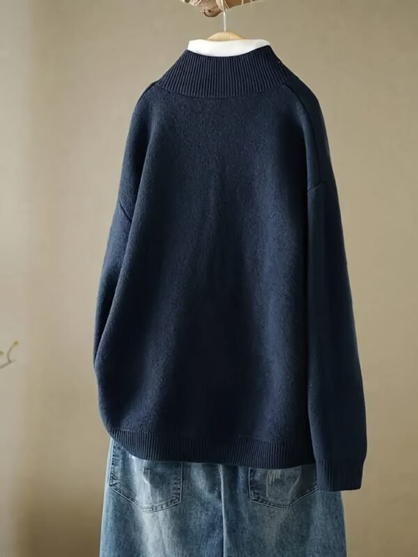 Solid Color Button Front Knitted Cardigan, Casual Long Sleeve Cardigan For Fall & Winter, Women's Clothing