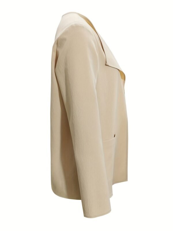Open Front Simple Jacket, Casual Long Sleeve Outerwear With Pockets, Women's Clothing