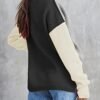 Color Block Turtle Neck Pullover Sweater, Casual Long Sleeve Split Side Sweater For Fall & Winter, Women's Clothing