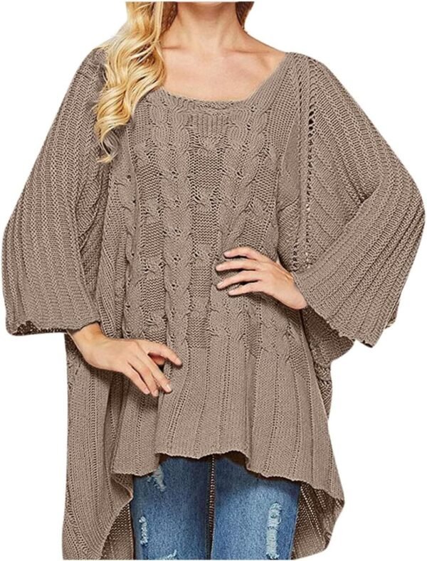 Fall Sweater Women's Knitwear Crewneck Long Sleevel Shawl Cape Sweater 2023 Fashion Pullover Sweater