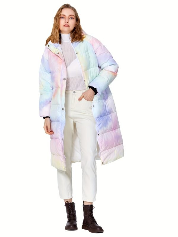 Colorful Print Puffer Jacket For Women, Fashion Warm Winter Down Jacket, Women's Activewear