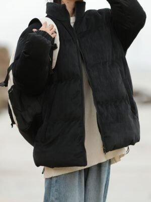 Women's Casual Versatile Warm Stand Collar Puffer Jacket, Winter Sports Outdoor Coat, Women's Clothing