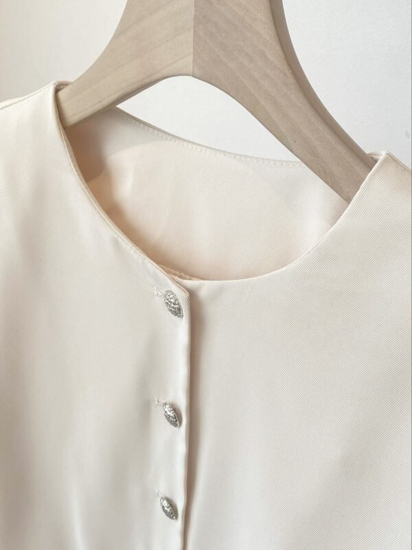 Solid Color Button Front Jacket, Elegant Half Sleeve Jacket For Summer & Spring, Women's Clothing