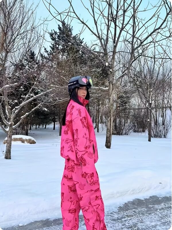 Ski Suit, Ghost Print Windproof Waterproof Warm Ski Jacket & Ski Pants Suit, Women's Activewear