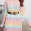 Gradient Color Cable Knit Sweater, Casual Long Sleeve Top For Fall & Winter, Women's Clothing