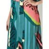 Floral Print V Neck Maxi Dress, Vacation Batwing Sleeve Belted Beach Dress, Women's Clothing