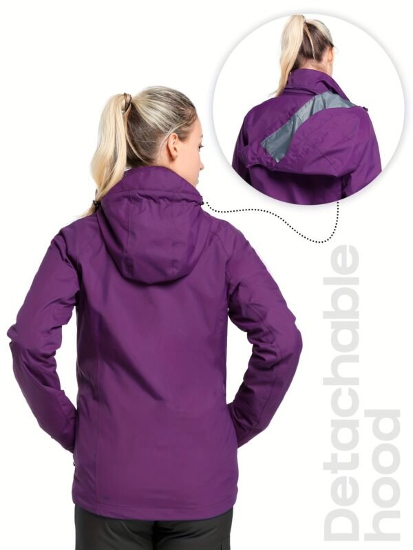 Solid Color Thermal Windproof Hooded Jacket, Zipper Pocket Waterproof Warm Jacket Coat For Fall & Winter, Women's Clothing