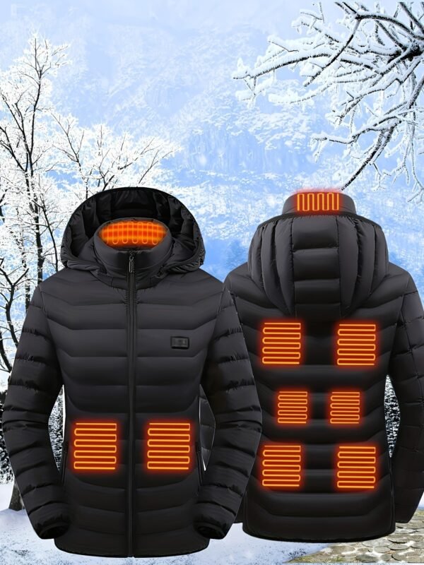 Women's Waterp Resistant Heated Jacket, Long Sleeve Thermal Clothing, USB Electric Heating Coat For Outdoor Camping, Cycling, Fishing, Hiking, Skiing Thermal Wear (Battery Pack Not Included) For Fall & Winter
