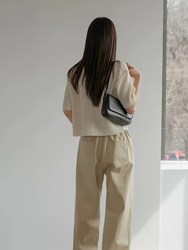 Solid Color Button Front Knit Cardigan, Casual Collared Short Sleeve Cardigan For Spring & Summer, Women's Clothing