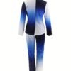 Casual Fashion Ombre Pantsuits Two-piece Set, Long Sleeve Blazer Tops & Fashion Pencil Pants Set, Women's Clothing