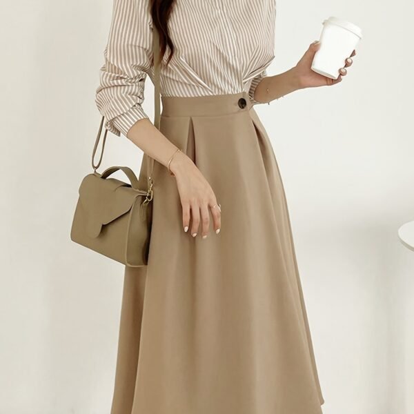 Striped Collared Dress, Casual Short Sleeve Dress For Spring & Summer, Women's Clothing