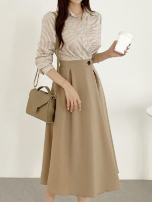 a68a94dbbd703cd8406e1667caef01a6-1.jpg Striped Collared Dress, Casual Short Sleeve Dress For Spring & Summer, Women's Clothing