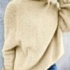 Solid Turtle Neck Loose Pullover Sweater, Casual Long Sleeve Raglan Shoulder Sweater, Women's Clothing
