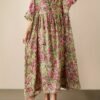 Plus Size Floral Print Ruched Loose Dress, Casual Short Sleeve Dress For Spring & Summer, Women's Plus Size Clothing