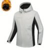 Color Block Hooded Punch Jacket, Casual Waterproof Windproof Jacket, Fleece Warm Hooded Ski Coat, Women's Outdoor Clothing