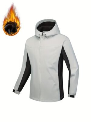 b4afbe803b2d5701e9ce91ff8073c22c-1.jpg Color Block Hooded Punch Jacket, Casual Waterproof Windproof Jacket, Fleece Warm Hooded Ski Coat, Women's Outdoor Clothing