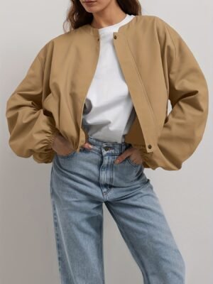 Ruched Simple Jacket, Casual Solid Open Front Long Sleeve Outerwear, Women's Clothing