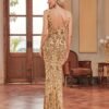 Contrast Sequin Backless Dress, Party Wear Sleeveless Bodycon Maxi Dress, Women's Clothing