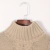 Twist Pattern Turtle Neck Pullover Sweater, Casual Lantern Sleeve Loose Sweater For Fall & Winter, Women's Clothing