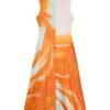 Tie Dye Ruched Tank Dress, Elegant Sleeveless Slim Tank Dress For Spring & Summer, Women's Clothing