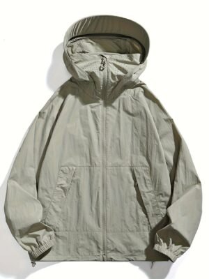 cb15459f-d450-4176-9cc1-1fa4fb855ec4-1.jpg Women's Lightweight Breathable Hooded Sun Protection Jacket, Outdoor Casual Solid Color Beach Cover Up Coat