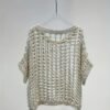 Hollow Out Crochet Crew Neck Sweater, Casual Short Sleeve Knit Top For Spring & Summer, Women's Clothing