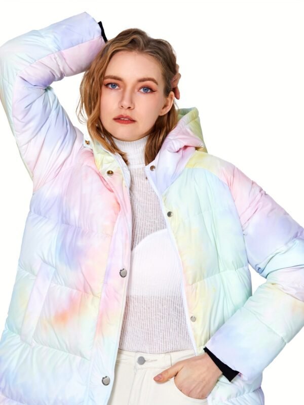 Colorful Print Puffer Jacket For Women, Fashion Warm Winter Down Jacket, Women's Activewear