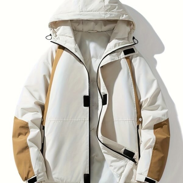 Color Block Trendy Winter Outdoor Sports Jacket, Waterproof Windproof Spliced Hooded Warm Coat, Women's Clothing